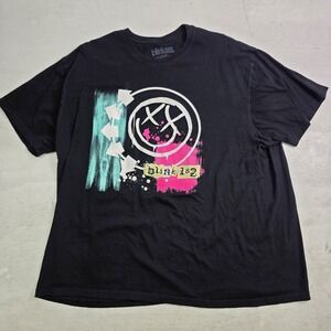 Blink 182 Pop Punk Band Short Sleeve Graphic Black T-Shirt Men's Sz 2XL